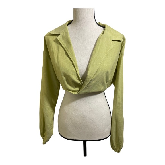 Lelis womens wrap style long sleeve crop shirts light green set size small - Picture 10 of 12
